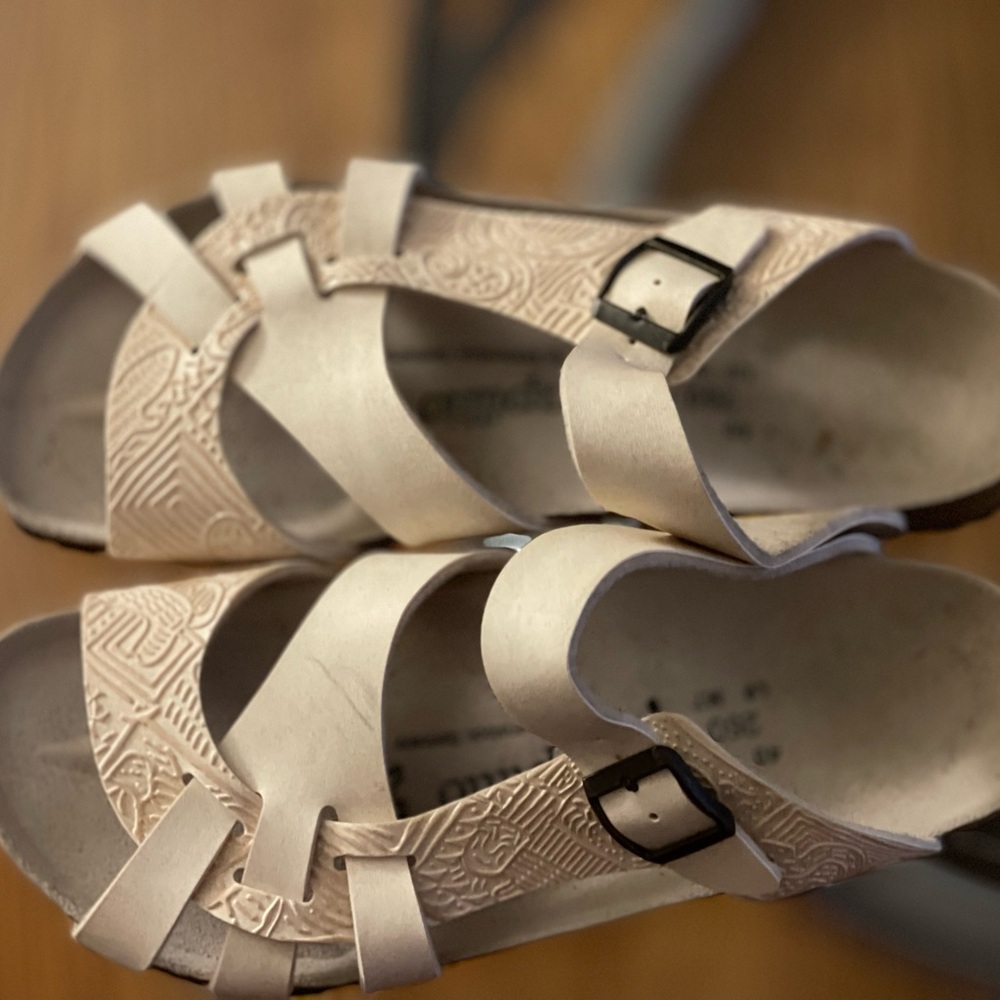 Papillio Beige Sandals with Black Buckles - Picture 5 of 10